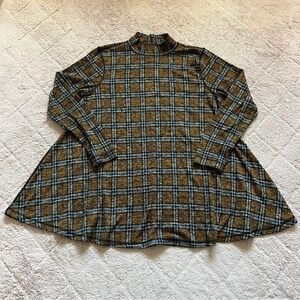 John Mark Plaid Turtleneck Tunic Preppy Minimalist Old Money‎ Capsule Size M